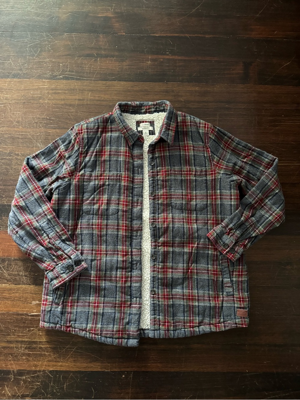 LL Bean Vintage 90s Sherpa Jacket Plaid